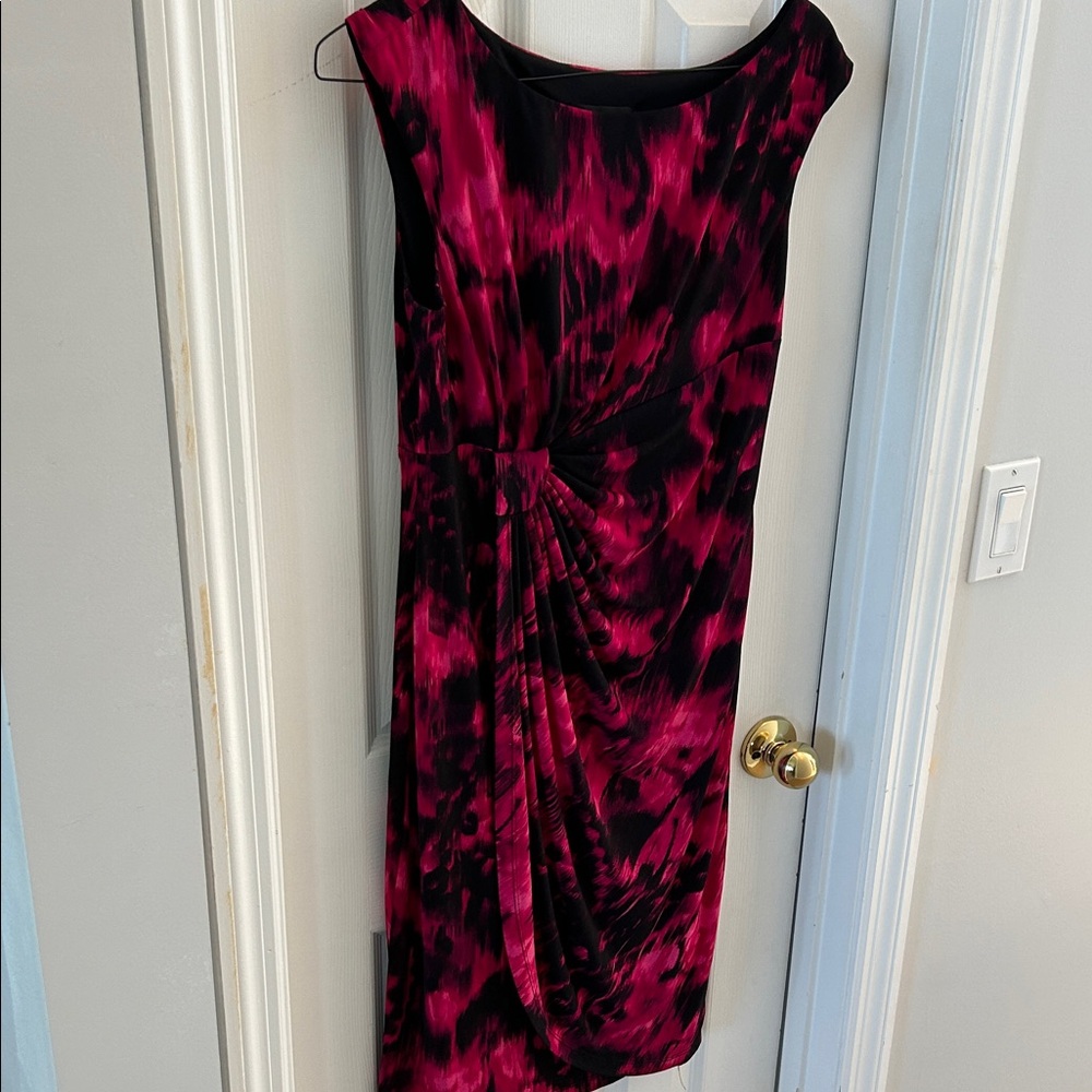 Connected Apparel Asymmetrical Pink and Black Dress